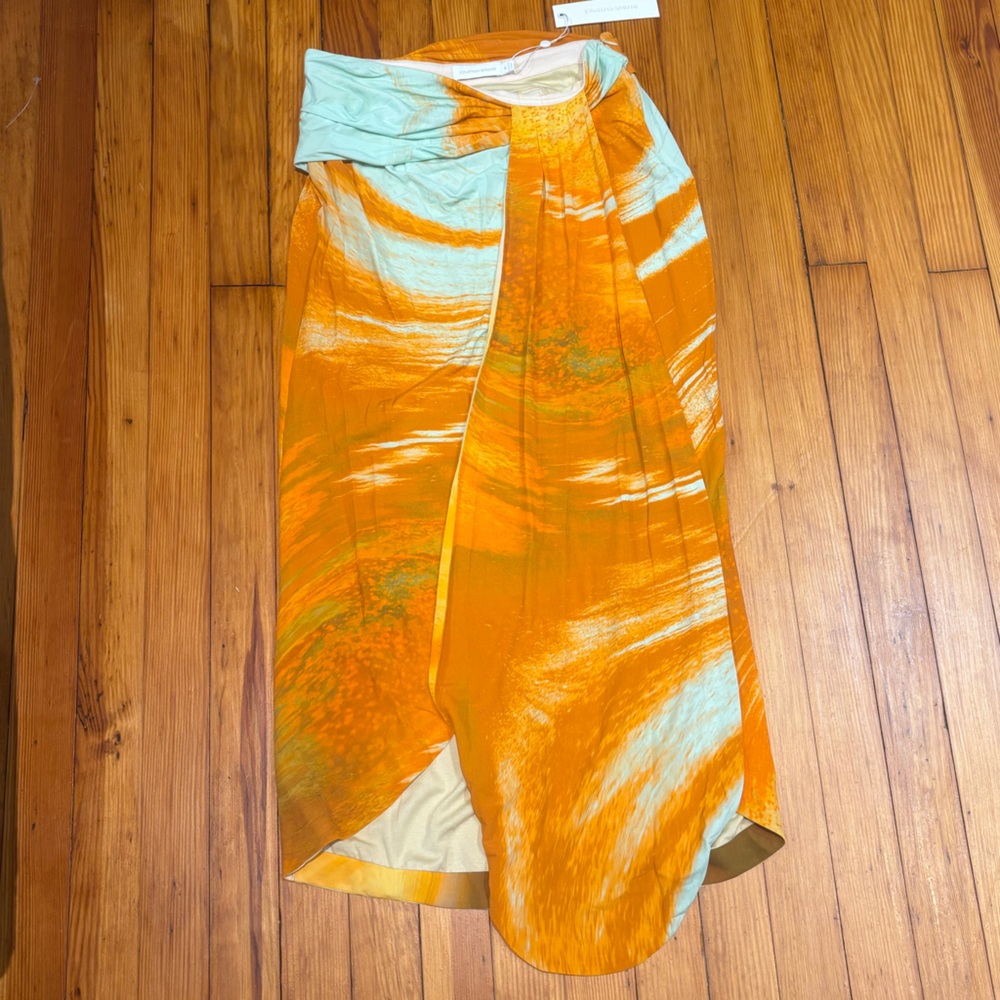 Jonathan Simkhai Orange and teal Patterned Skirt … - image 1